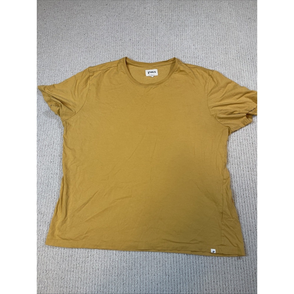 Pact Mens XL Organic Cotton Shirt Short Sleeve Stretch Gold Yellow